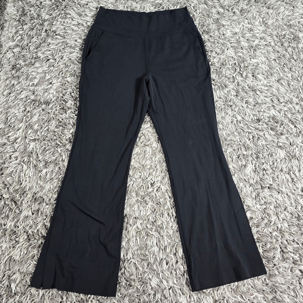 Athleta Venice Pant Black High Rise Wide Leg Flare Activewear Trousers Size M